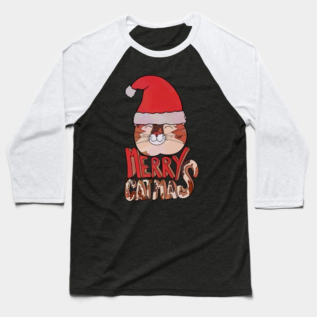 Merry Catmas 2 Baseball T-Shirt by Swadeillustrations